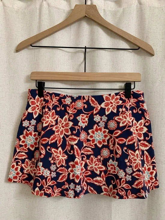 L.L. Bean UPF 50+ Floral Red White Blue Shaping Swim Skirt With Bikini Bottom 12 - Picture 5 of 8